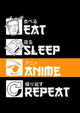 Eat Sleep Anime Repeat Graphic