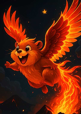 Flying Squirrel Phoenix Cartoon