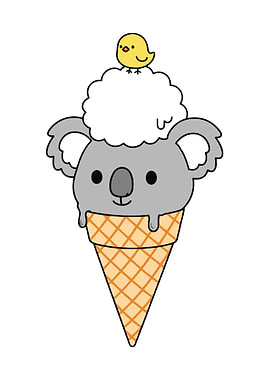 Koala Ice Cream with Bird Topping