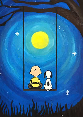 Charlie Brown and Snoopy on Swing