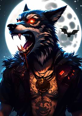 Werewolf with Tattoos and Leather Jacket