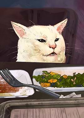 Smudge the Cat at Dinner Table