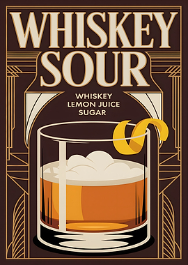 Whiskey Sour Cocktail Art Deco