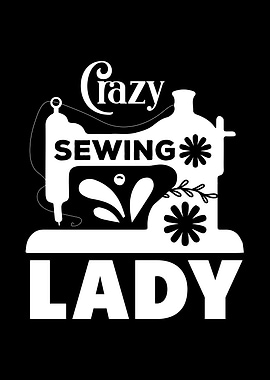 Crazy Sewing Lady Graphic Design