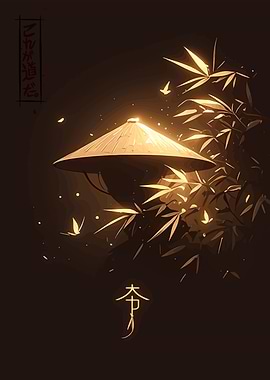 Asian Conical Hat with Bamboo