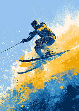 Skier in Action, Abstract Style