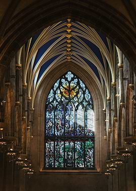 Stained Glass Window in Cathedral