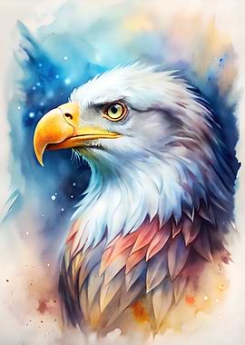 Watercolor Eagle Portrait