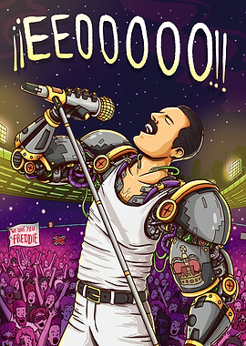 Cyborg Freddie Mercury Concert Illustration