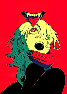 Surreal Horror Anime Style Portrait