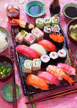 Sushi Platter Still Life Painting