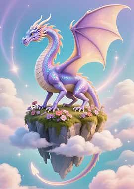 Pastel Dragon on Floating Island