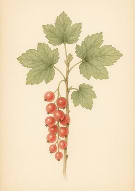 Red Currant Botanical Illustration