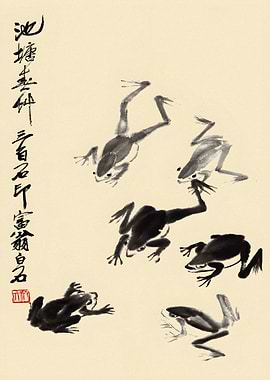 Frogs in Ink Wash Painting