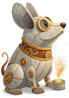 Steampunk Mouse with Molten Gold