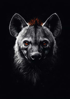 Hyena Portrait with Intense Gaze