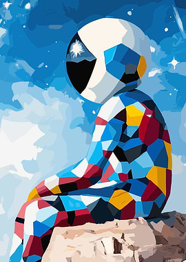 Abstract Astronaut on a Rock