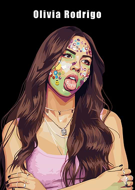 Olivia Rodrigo Portrait with Stickers