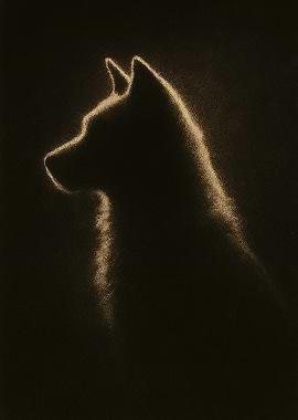 Golden Silhouette of a Dog in Profile