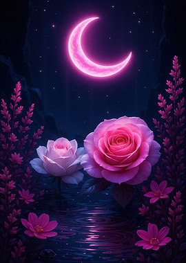 Pink Moonlit Roses