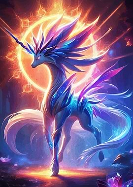 Crystal Unicorn Fiery Halo