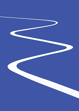 Winding White Line on Blue