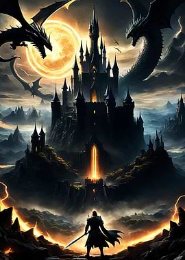 Fantasy Castle Dragons Warrior