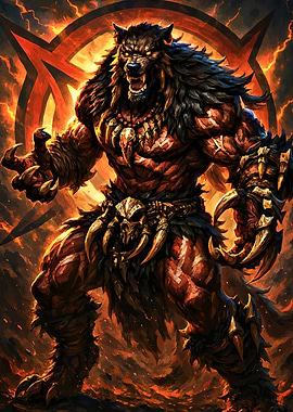 Fierce Werewolf Warrior Fiery Ambience