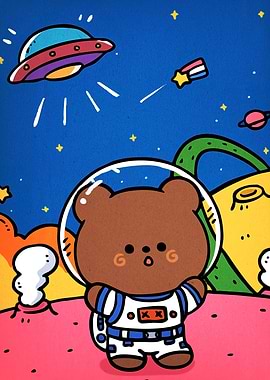 Astronaut Bear Space Cartoon