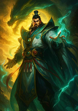 Asian Warrior Dragon and Magic