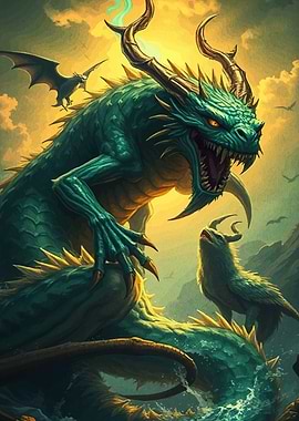Majestic Green Dragon Fantasy