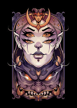 Four-Eyed Demon Girl Illustration