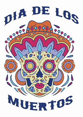 Dia de los Muertos Skull Illustration