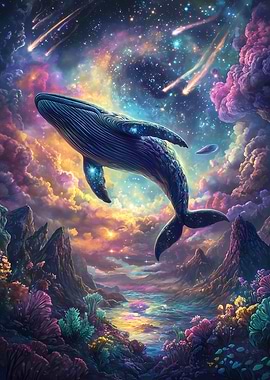 Cosmic Whale Fantasy Landscape