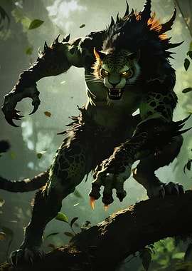 Anthropomorphic Jaguar Warrior Jungle