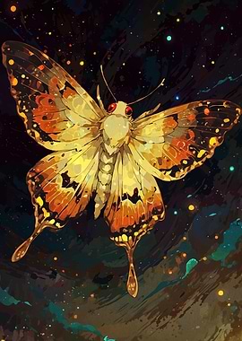 Golden Butterfly Starry Night