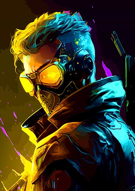 Cyberpunk Character Portrait with Mask