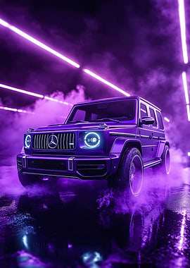Purple Mercedes-Benz G-Class in Neon Lights