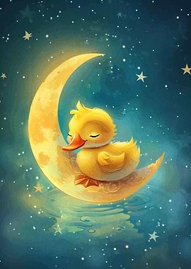 Duckling Sleeping on the Moon