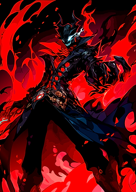 Red and Black Anime Character