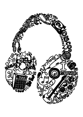 Headphones Made of Music Elements