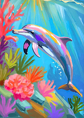 Colorful Dolphin Underwater