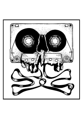 Cassette Tape Skull and Crossbones