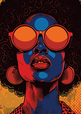 Stylish Woman with Afro and Sunglasses