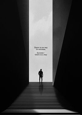 Stairway to Success: Monochrome Silhouette