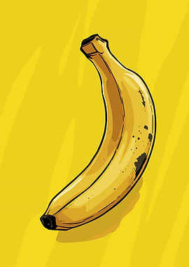Banana on Yellow Background