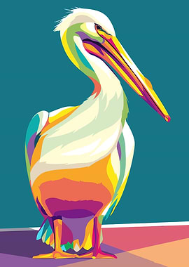 Colorful Pelican Pop Art Illustration