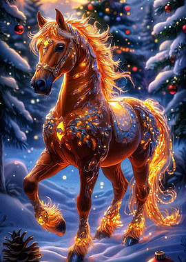 Christmas Horse in Winter Wonderland