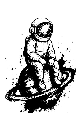 Astronaut Sitting on Planet Illustration