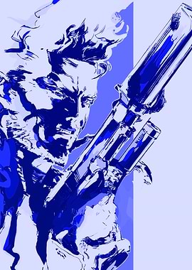 Solid Snake with Rifle, Blue Tones